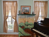 Burlap curtains in a rustic home.