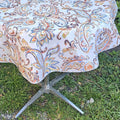Paisley oilcloth tablecloth on outdoor table, Premier Table Linens quality fabric