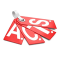 Red tag with the initials A.C.T.S. meaning Any Custom Tablecloth Size, Premier Table Linens 